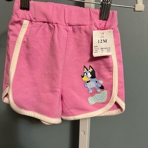 Bluey Pink Girls' Shorts with White Trim NWT Size 12M